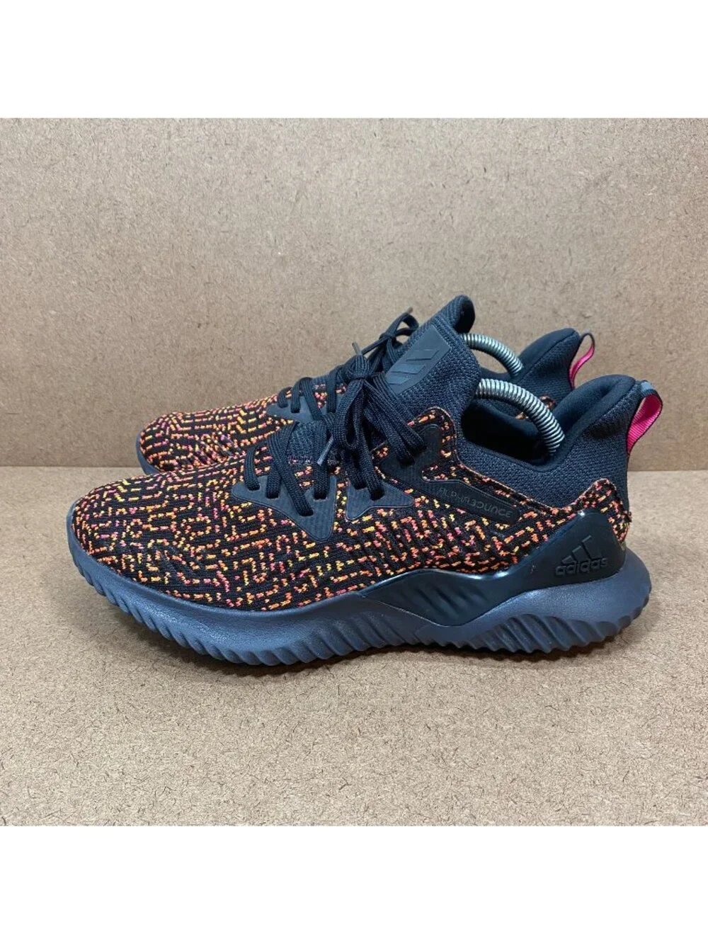 Adidas Alphabounce Running Shoes Black/Multicolor Mens Size 9 Comfortable Knit